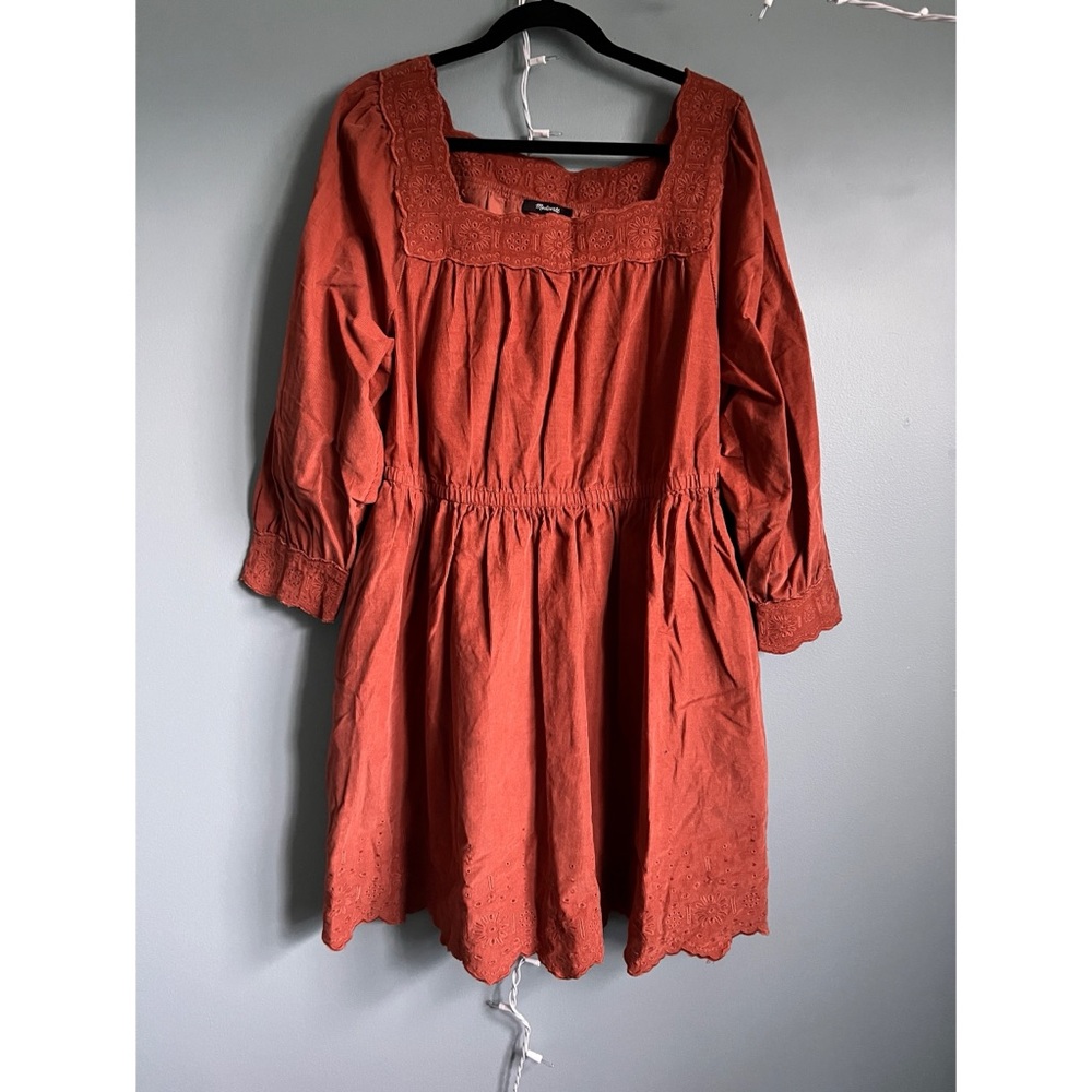 Madewell Corduroy Mini Dress in Gingerbread